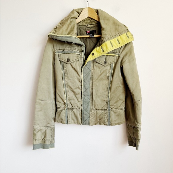Diesel Jackets & Blazers - Y2K Diesel Khaki Green Big Collar Jacket